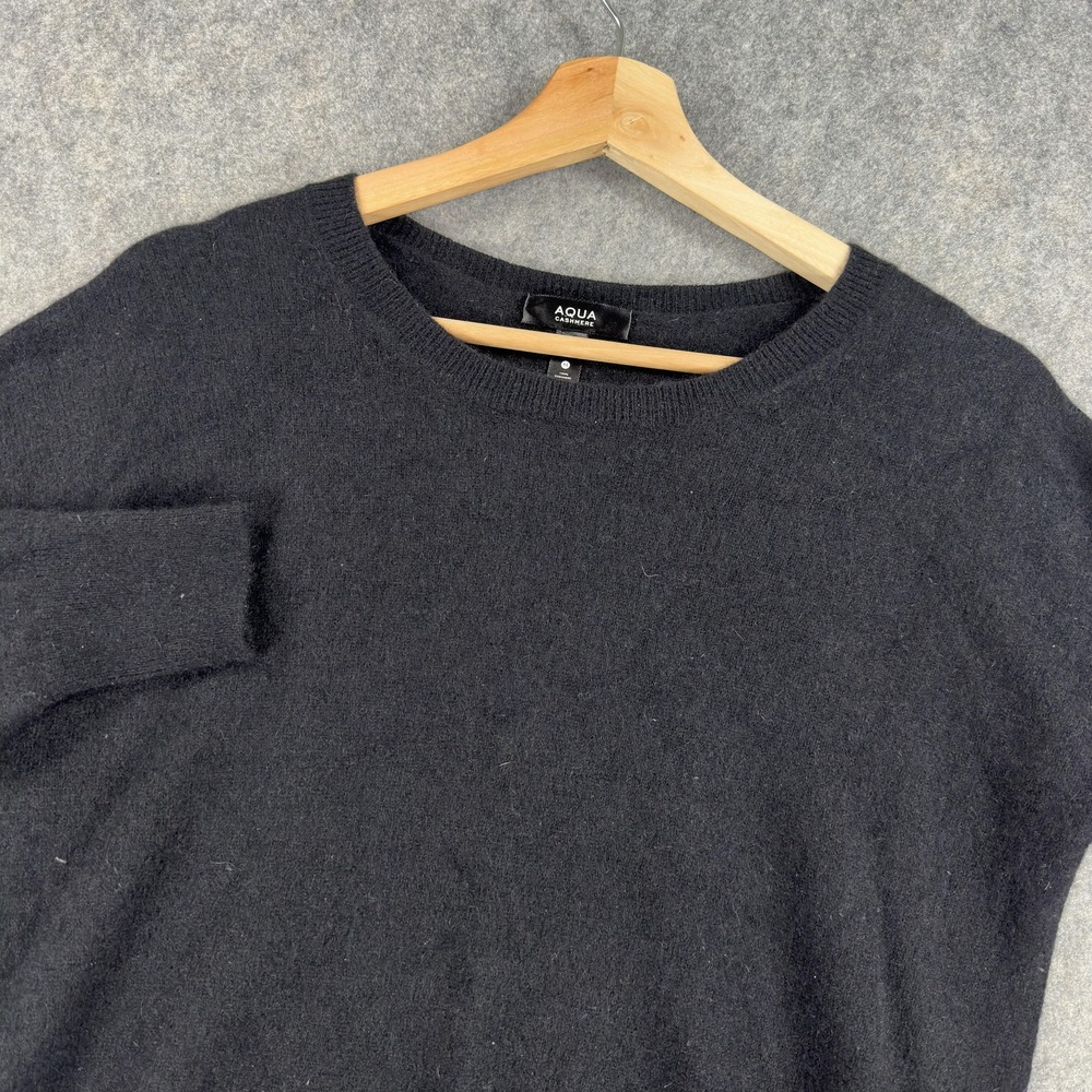 Aqua Cashmere Sweater Womens Medium Black‎ 100% Cashmere Pullover Tunic Knit
